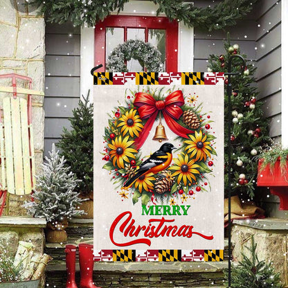 Black-Eyed Susan Christmas Wreath and Baltimore Oriole Maryland Flag TPT1304F