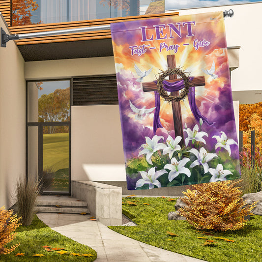 The Season Of Lent Easter Flag Christian Cross Purple Lent Flag VTM1186NGT