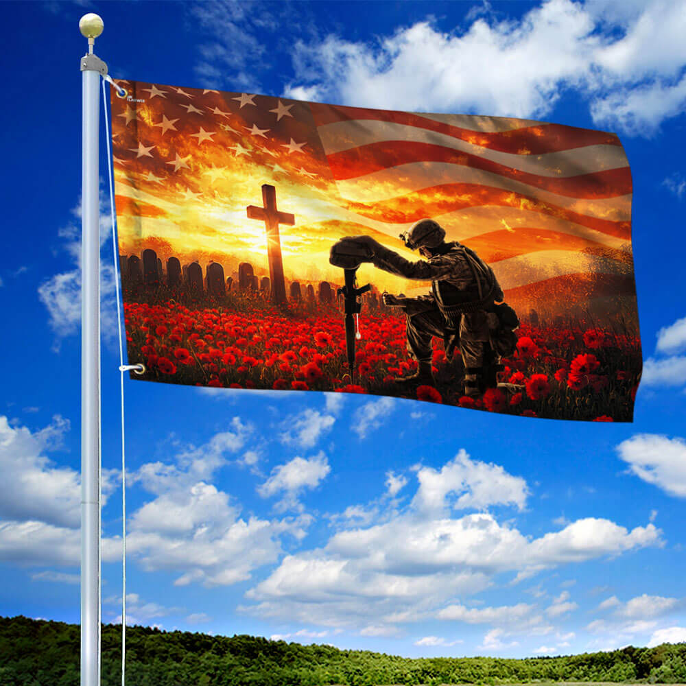 Memorial Day Honors Fallen Veterans Military Patriotic Grommet Flag TQN5099TNB
