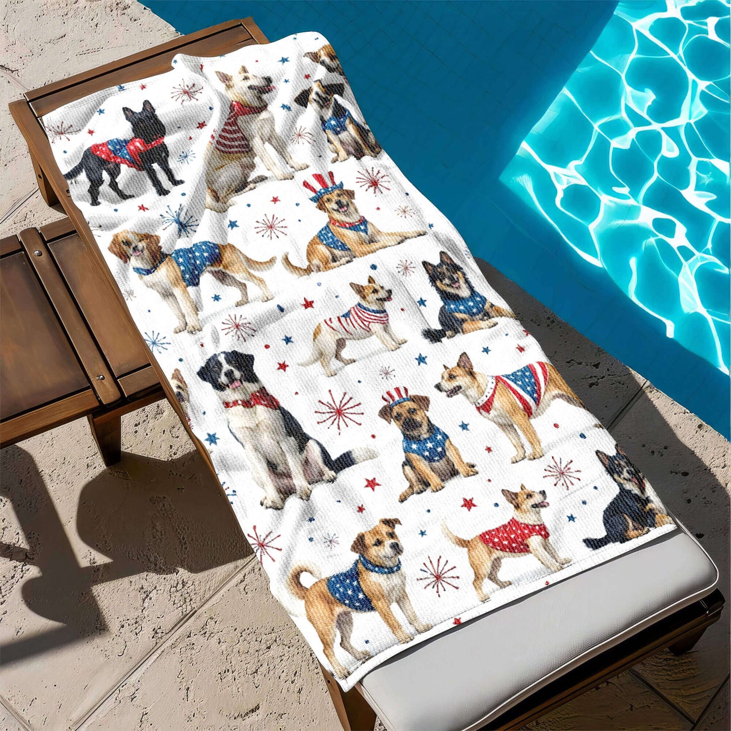 Patriotic Dogs American Beach Towel VTM1354TNB