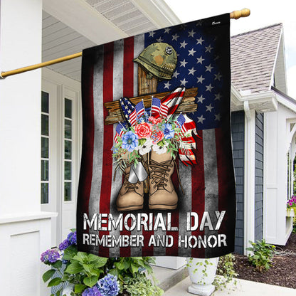 Memorial Day Remember and Honor Veteran Boots Patriotic Flag MLN5330NTH