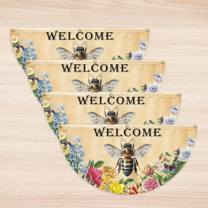 Bee Flowers Welcome Summer Non Pleated Fan Flag TQN5389NTH