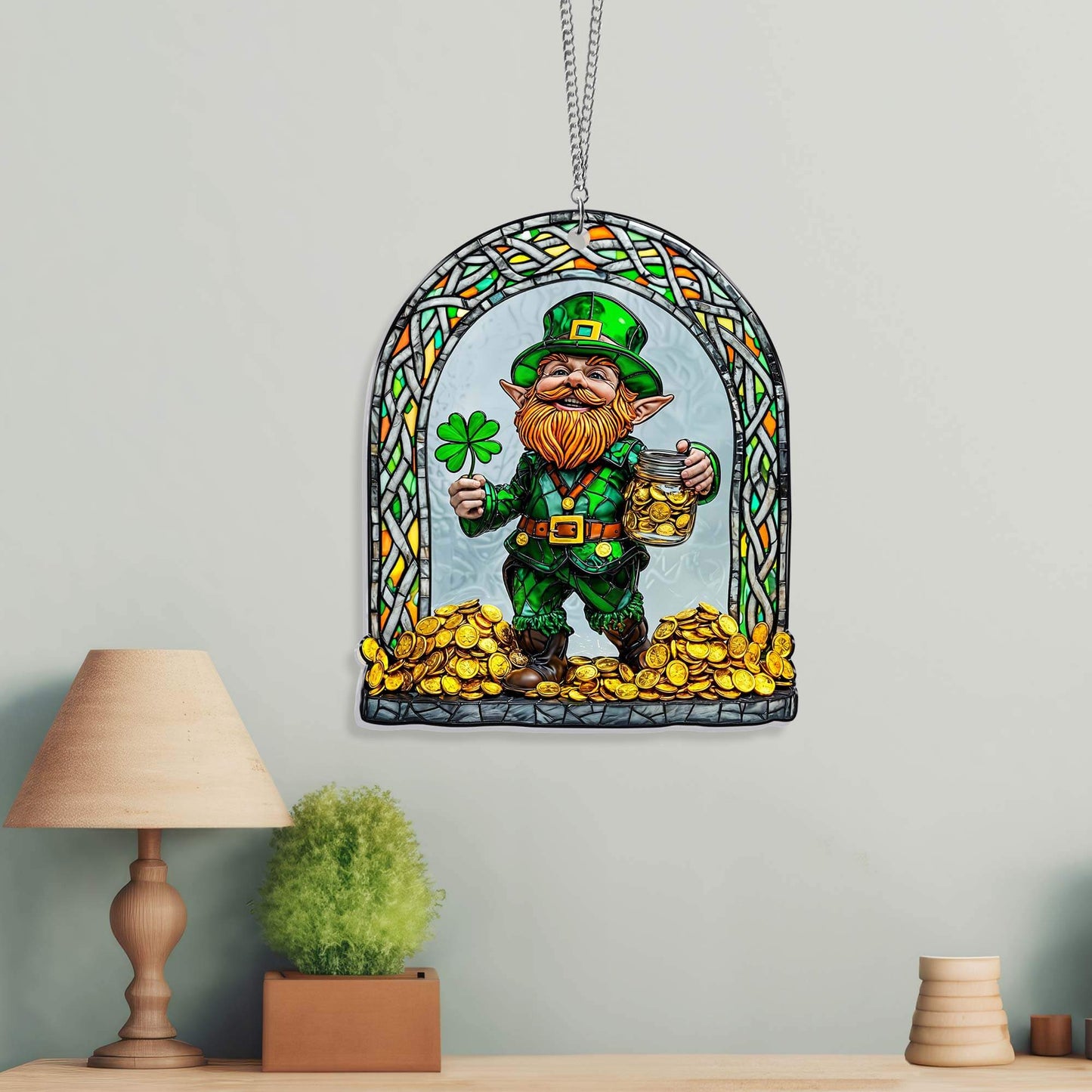 Leprechaun Irish Happy St. Patrick's Day Acrylic Suncatcher Hanging TPT2605TNB