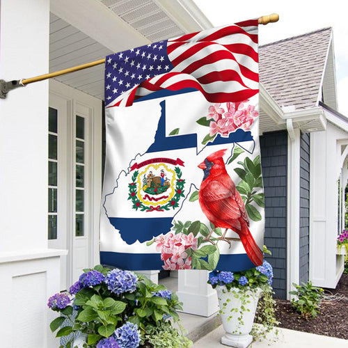 Cardinal and Rhododendron Flower, West Virginia Flag TPT775Fv1