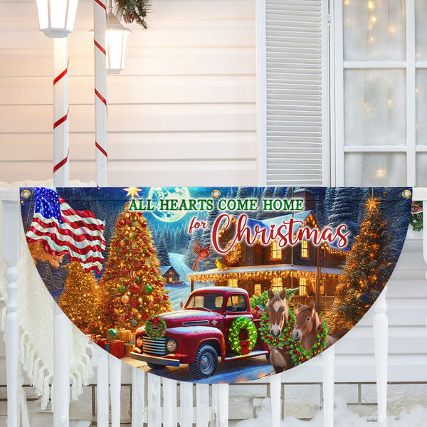 Christmas Horse All Hearts Come Home For Christmas Non-Pleated Fan Flag VTM595FL
