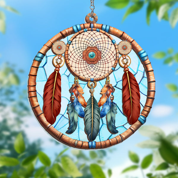 Dreamcatcher Native American 2 Layered Hanging Suncatcher TPT2166WH