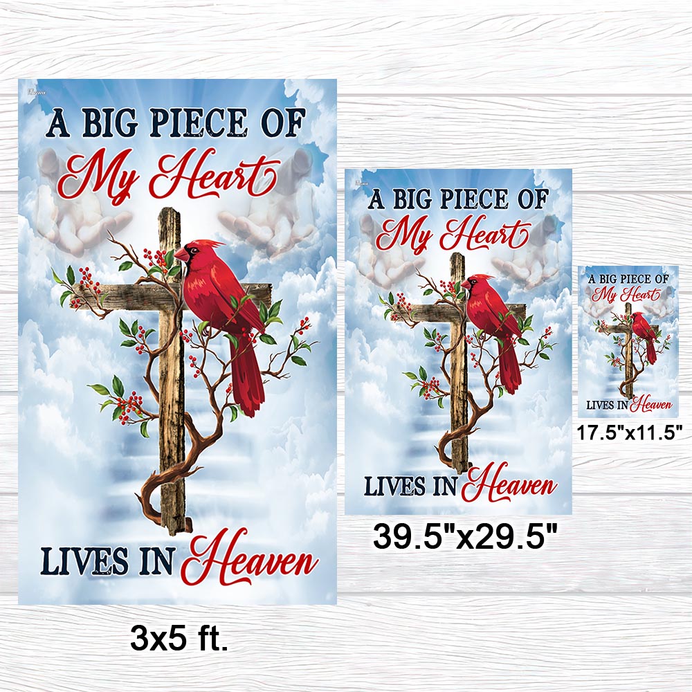 Cardinal A Big Piece Of My Heart Lives In Heaven Flag MLN1622F
