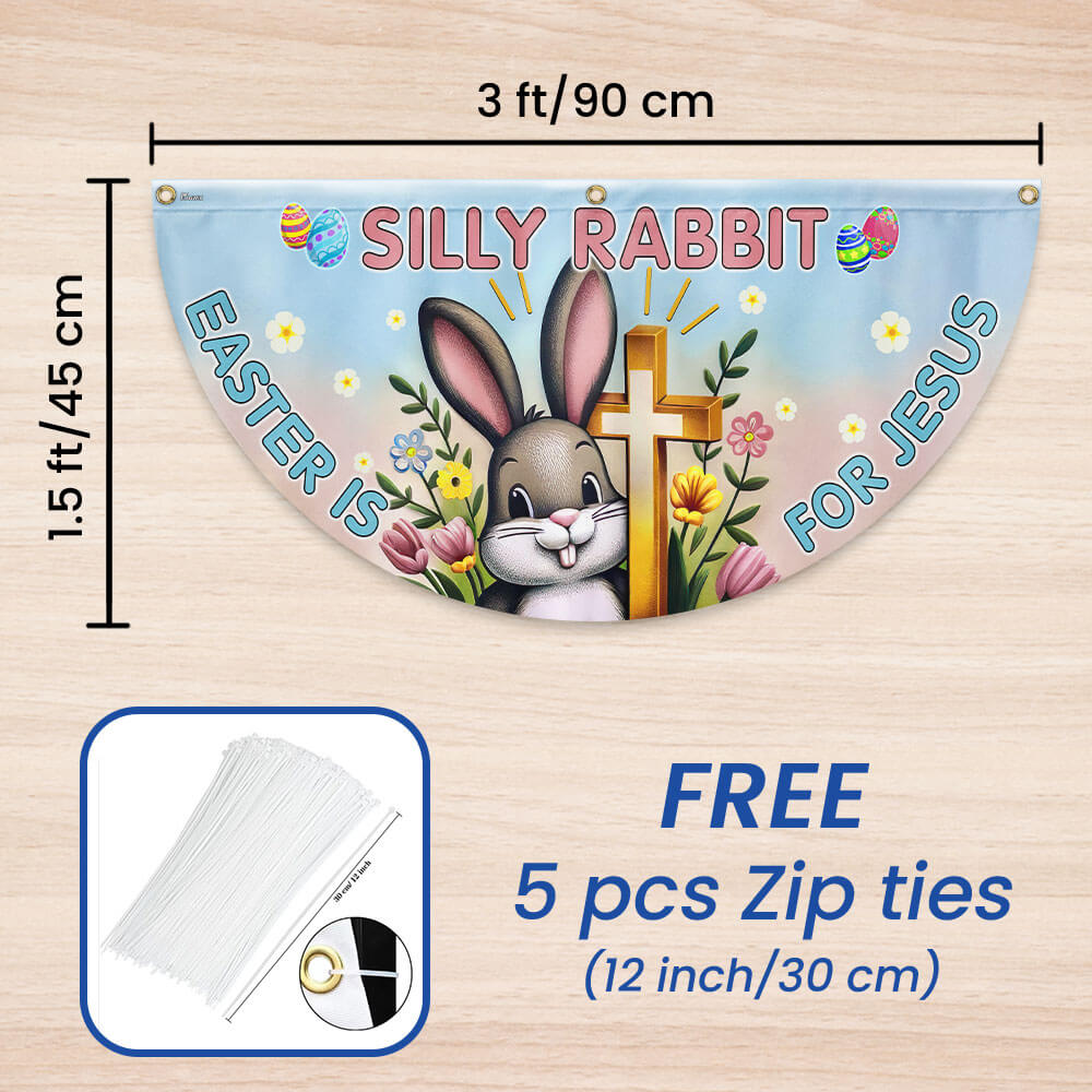 Bunny Easter Day Silly Rabbit Easter is for Jesus Non-Pleated Fan Flag MLN2629FL