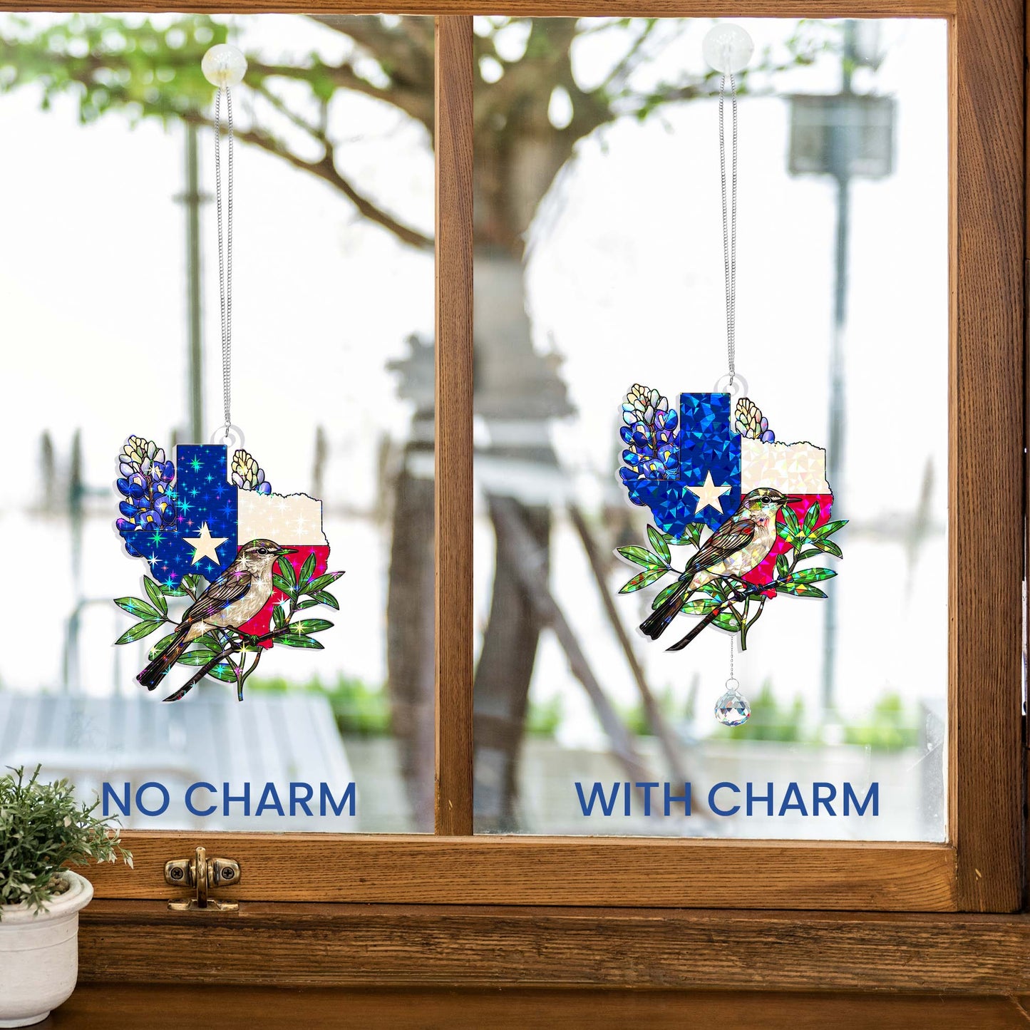 Texas Northern Mockingbird Hologram Window Hanging VTM1527NGT