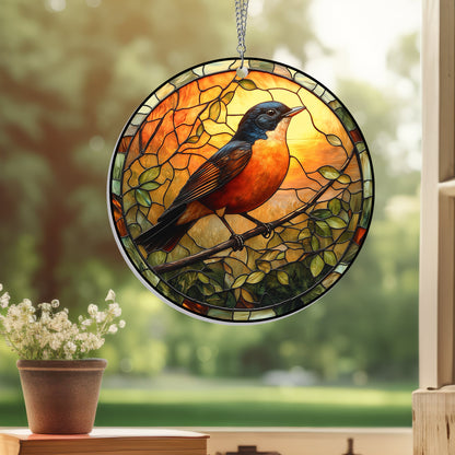 American Robin Bird Acrylic Suncatcher Window Hanging VTM1227NGT