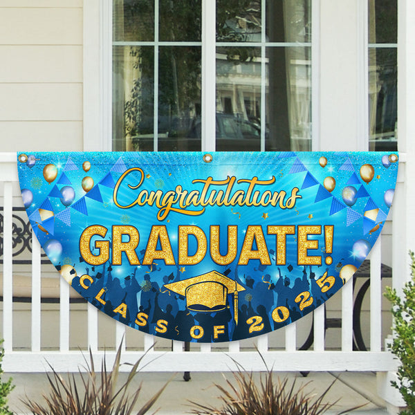 Happy Graduation, Congratulation Graduate Class of 2025  Non-Pleated Fan Flag TPT2715HVN