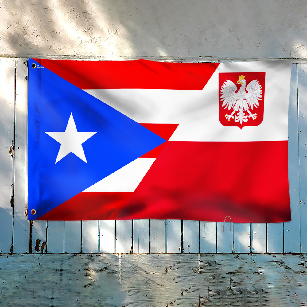 Puerto Rican And Polish Grommet Flag VTM1089NTH