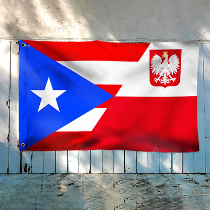 Puerto Rican And Polish Grommet Flag VTM1089NTH