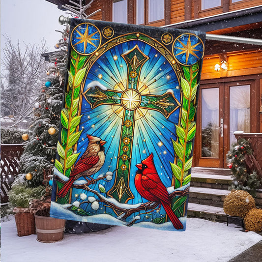 Cardinal Christian Cross Christmas Flag - Faith-Inspired Holiday Gift & Décor MLN4244F - 3-Day Shipping