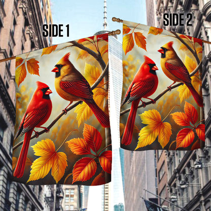 Cardinal Fall Autumn Leaves Flag MLN3458F
