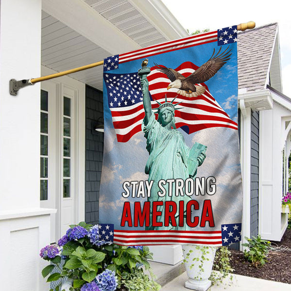 Flagwix American Flag - Stay Strong America Patriot Eagle Independence Day Flag MLN1466F