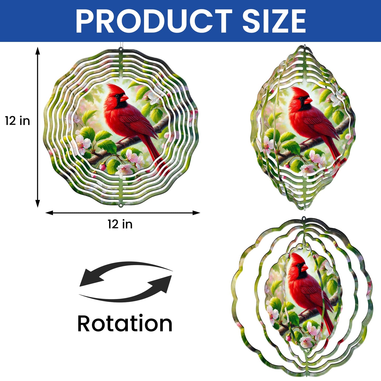 Red Cardinal Bird Spring Wind Spinner VTM930WS