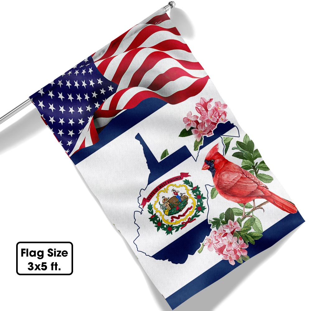 Cardinal and Rhododendron Flower, West Virginia Flag TPT775Fv1