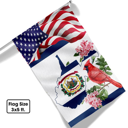 Cardinal and Rhododendron Flower, West Virginia Flag TPT775Fv1