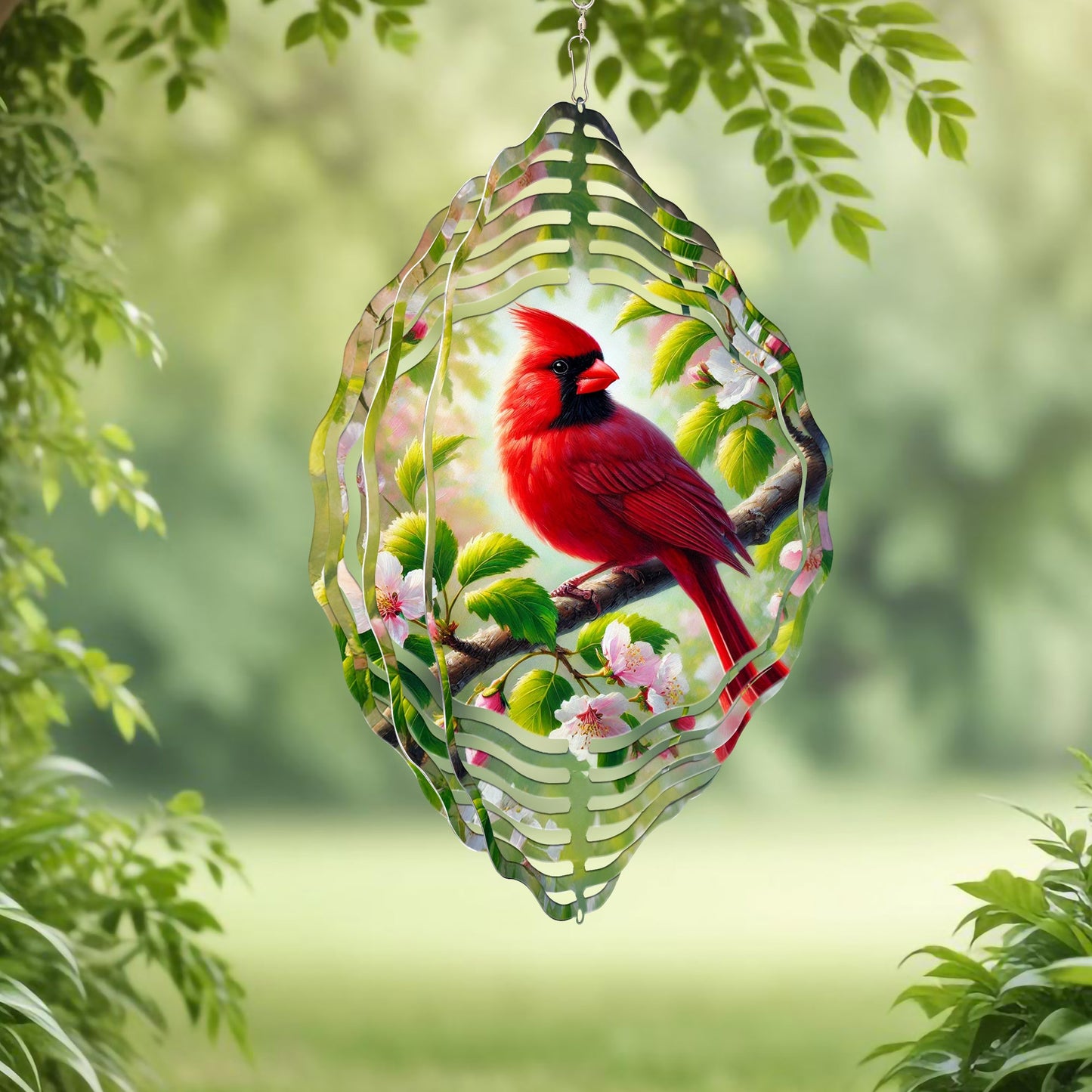 Red Cardinal Bird Spring Wind Spinner VTM930WS
