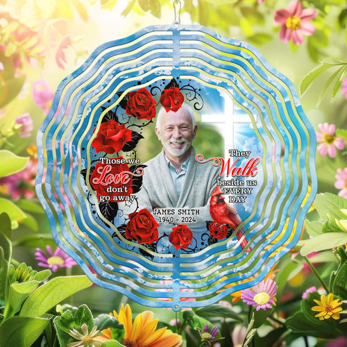 Personalized In Memory Of A Beloved One In Heaven, For Mom, Dad, Grandma, Grandpa Cardinal Wind Spinner TPT2648TNB