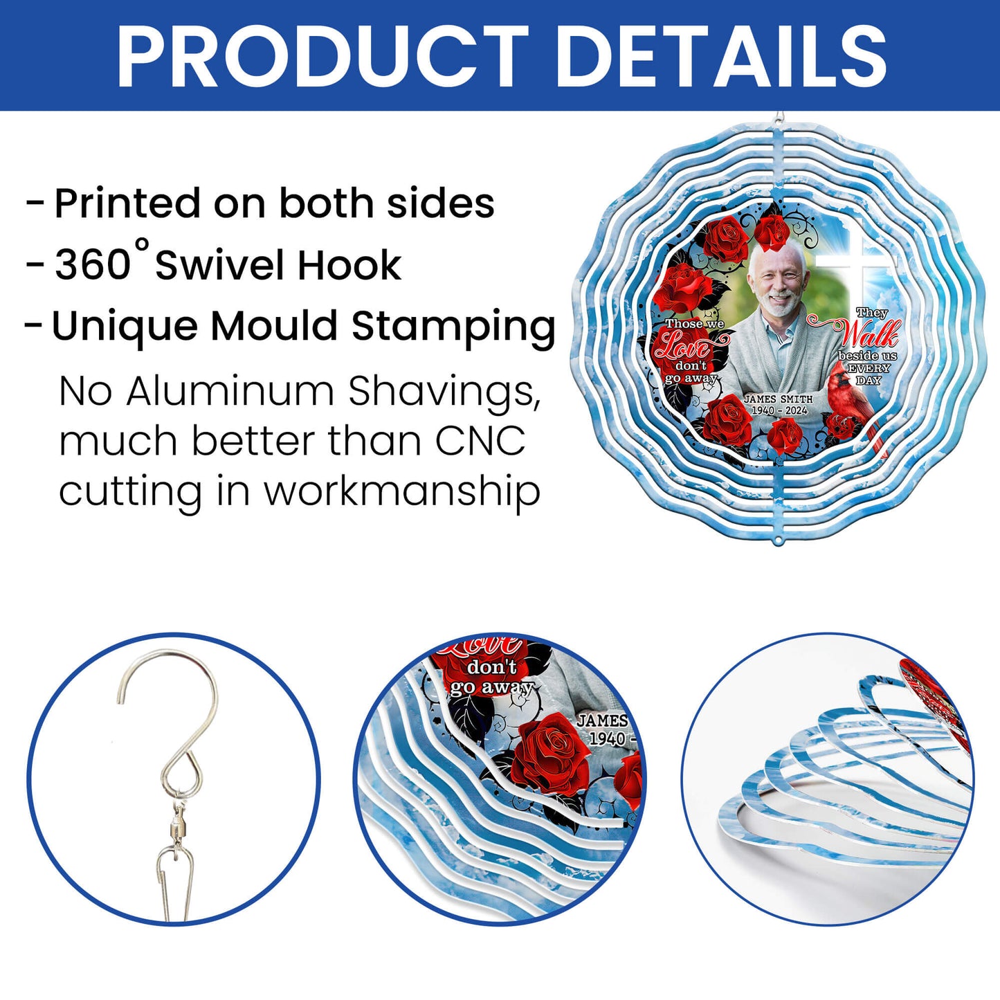 Personalized In Memory Of A Beloved One In Heaven, For Mom, Dad, Grandma, Grandpa Cardinal Wind Spinner TPT2648TNB