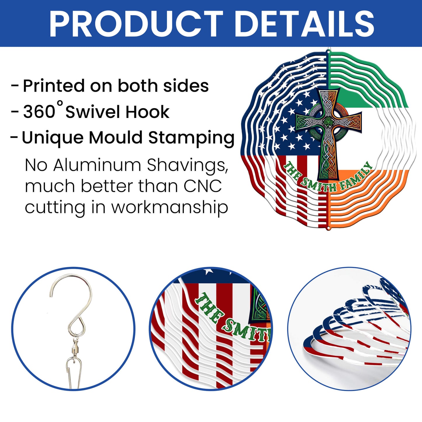 Personalized Irish Celtic Knot Cross St. Patrick’s Day Irish Wind Spinner TPT2649TNB