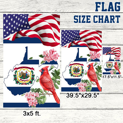 Cardinal and Rhododendron Flower, West Virginia Flag TPT775Fv1