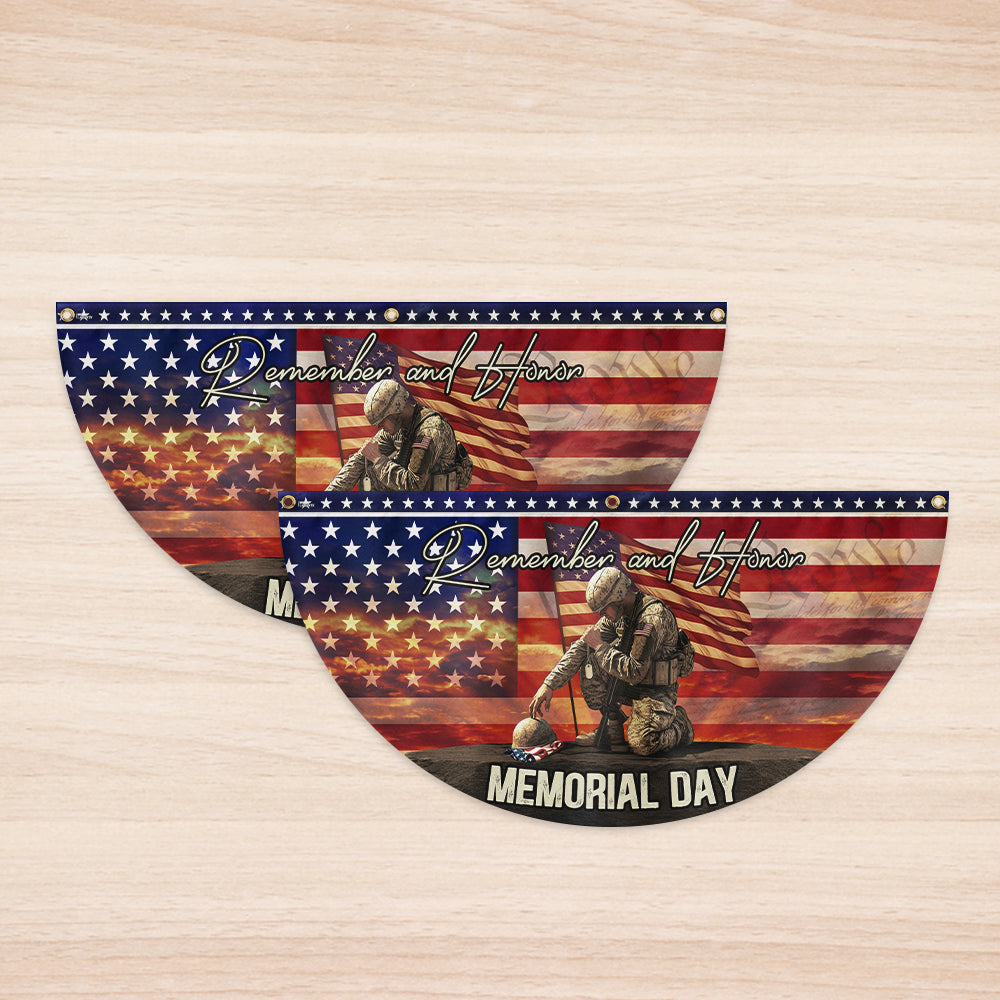 Memorial Day Remember and Honor Veteran Non-Pleated Fan Flag VTM1202NGT