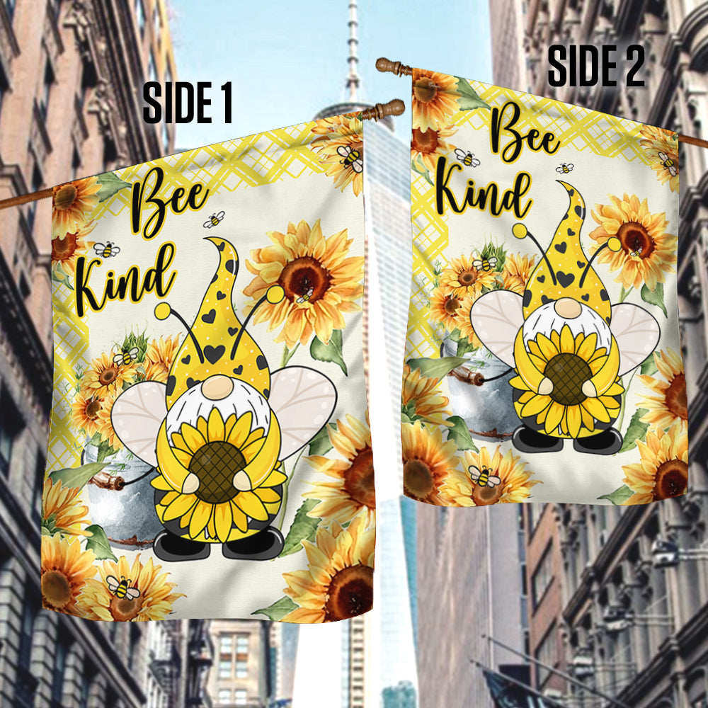 Bee Gnome Sunflower Bee Kind Flag MLN343F