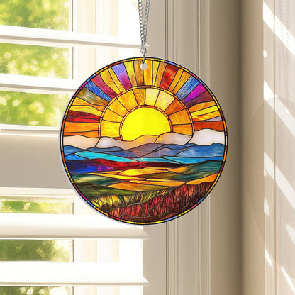 Sunset Sunrise Landscape Suncatcher Acrylic Window Hanging TQN4382AS