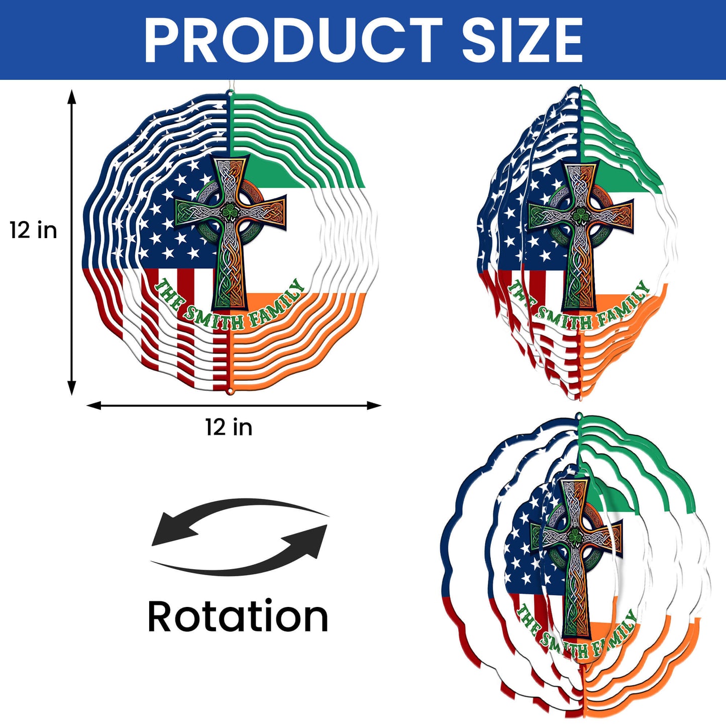 Personalized Irish Celtic Knot Cross St. Patrick’s Day Irish Wind Spinner TPT2649TNB