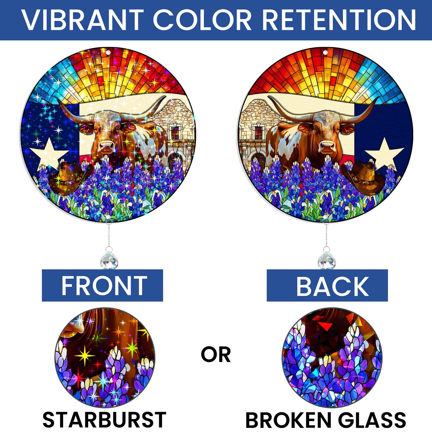 Texas Lone Star Hologram Window Hanging VTM1523NGT