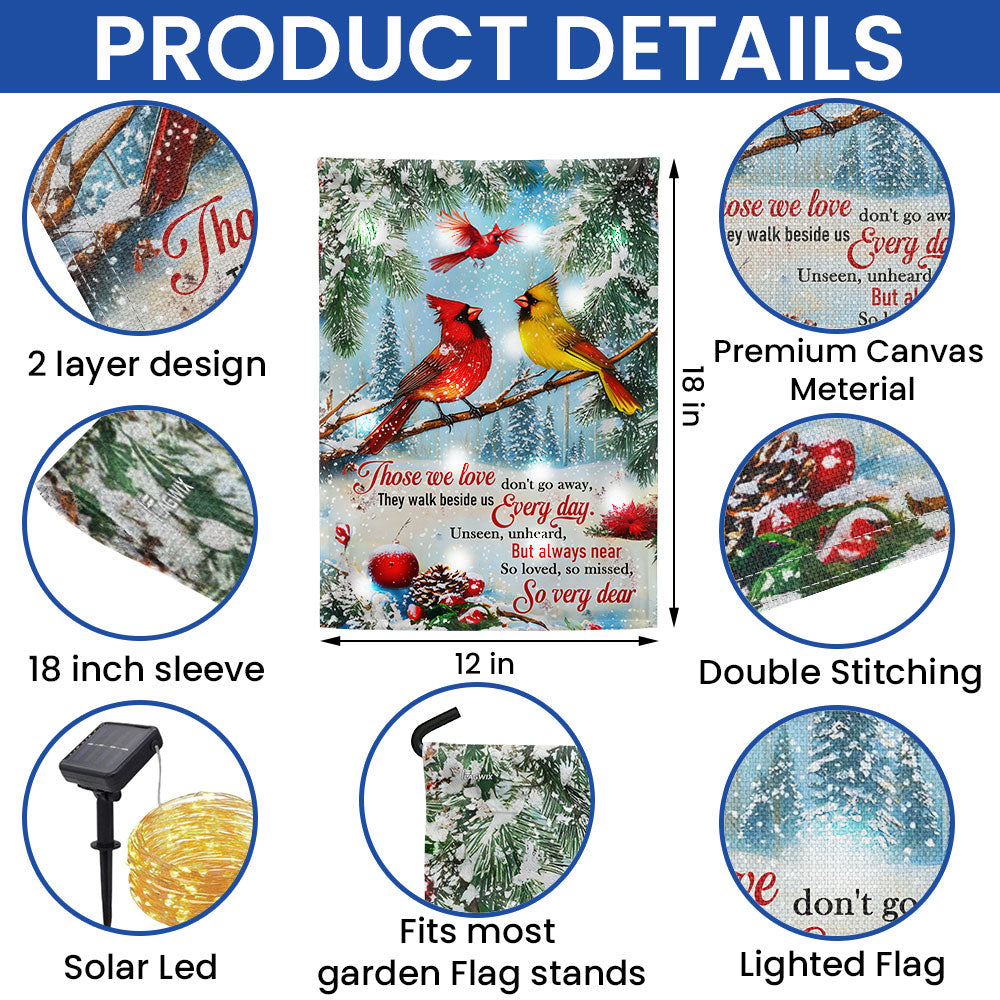 Cardinals Those We Love Don't Go Away Christmas Cardinals Solar Led Garden Flag TPT2307SF 3-Day Shipping