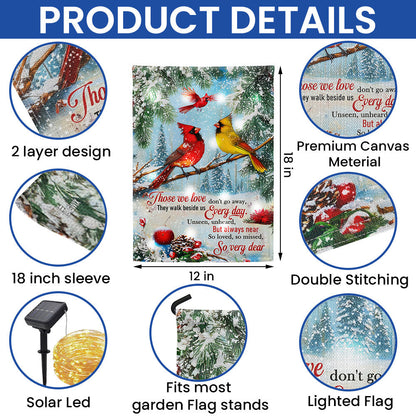 Cardinals Those We Love Don't Go Away Christmas Cardinals Solar Led Garden Flag TPT2307SF 3-Day Shipping