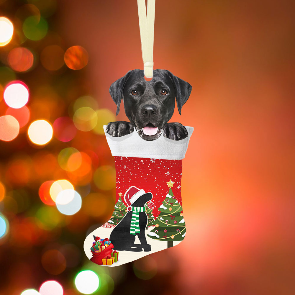Black Labrador Retriever Christmas Ornament,  Lab In Stocking Ornament QNN605O