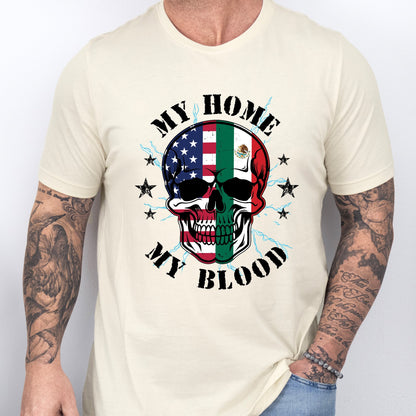 Mexico America, My Home My Blood, Mexican American T-Shirt TPT2635NTH