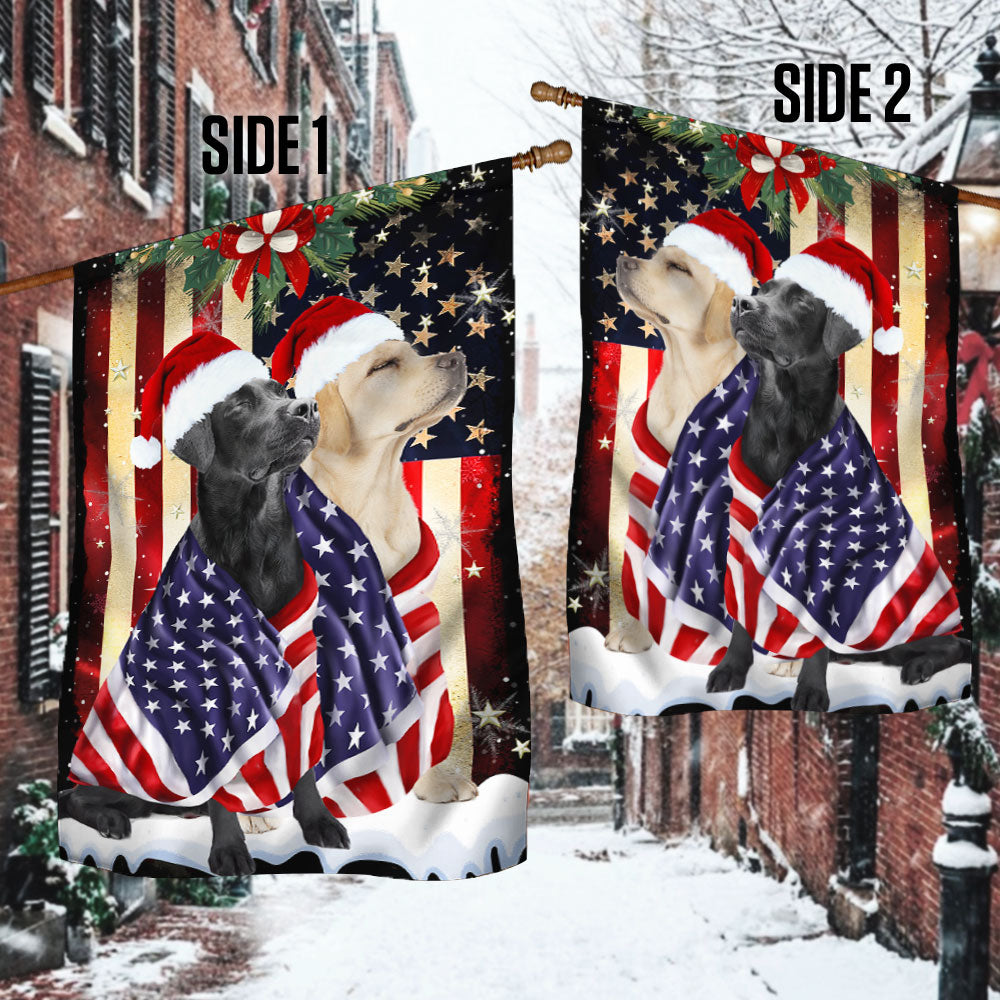 Black And Yellow Labrador Retrievers Flag Merry Christmas BNL285Fv18