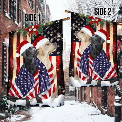 Black And Yellow Labrador Retrievers Flag Merry Christmas BNL285Fv18