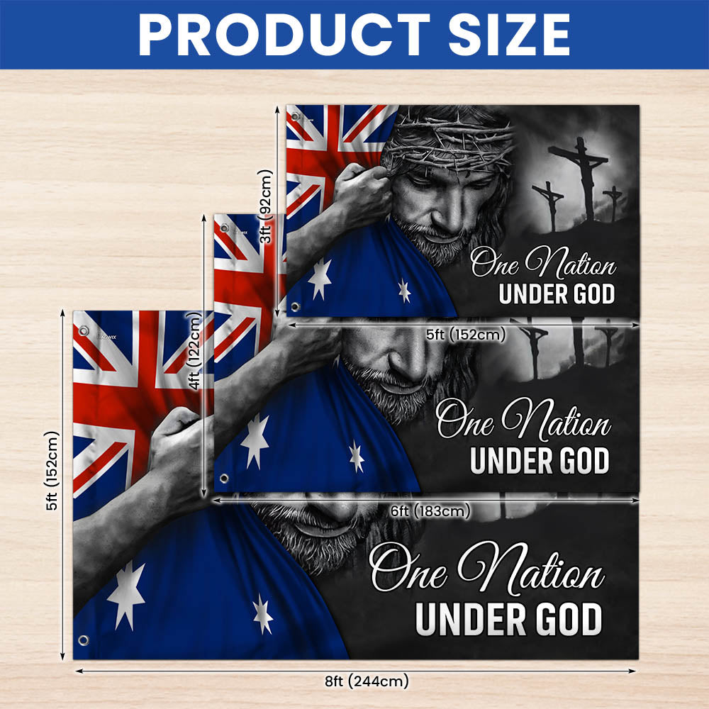 One Nation Under God Jesus Australian Flag - Patriotic Grommet Flag QTR1177TTH
