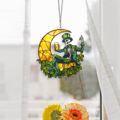 St Patrick's Day Skeleton Suncatcher Acrylic Hanging Sign VTM948AS