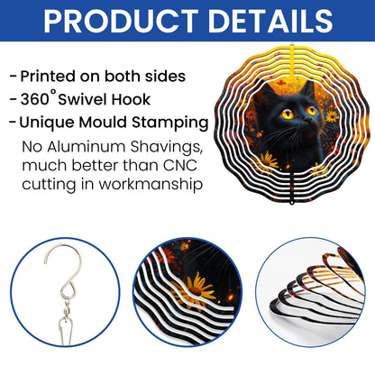 Black Cat In Flower Garden Wind Spinner VTM989WS