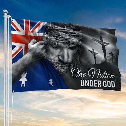 One Nation Under God Jesus Australian Flag - Patriotic Grommet Flag QTR1177TTH