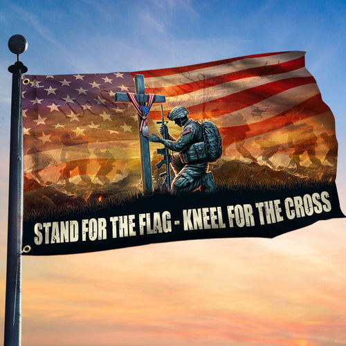 Stand For The Flag Kneel For The Cross Memorial Day Flag Veteran Day Flag PHB25TTH
