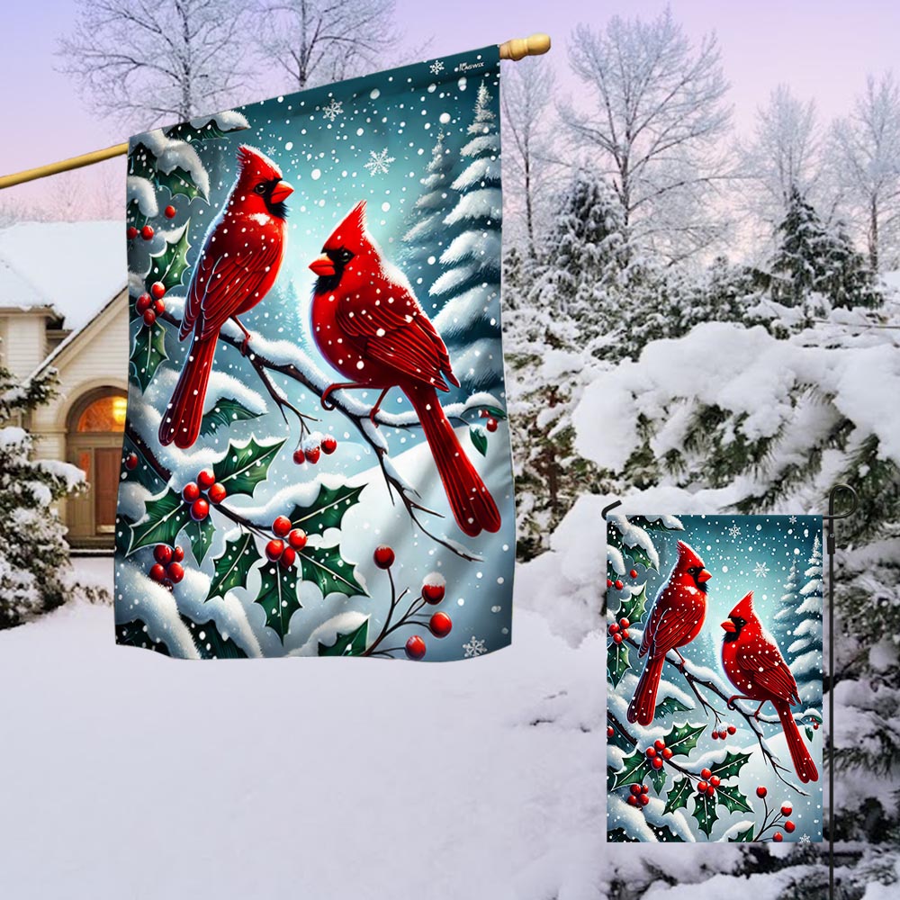 Cardinal Bird Christmas Flag TQN3797F