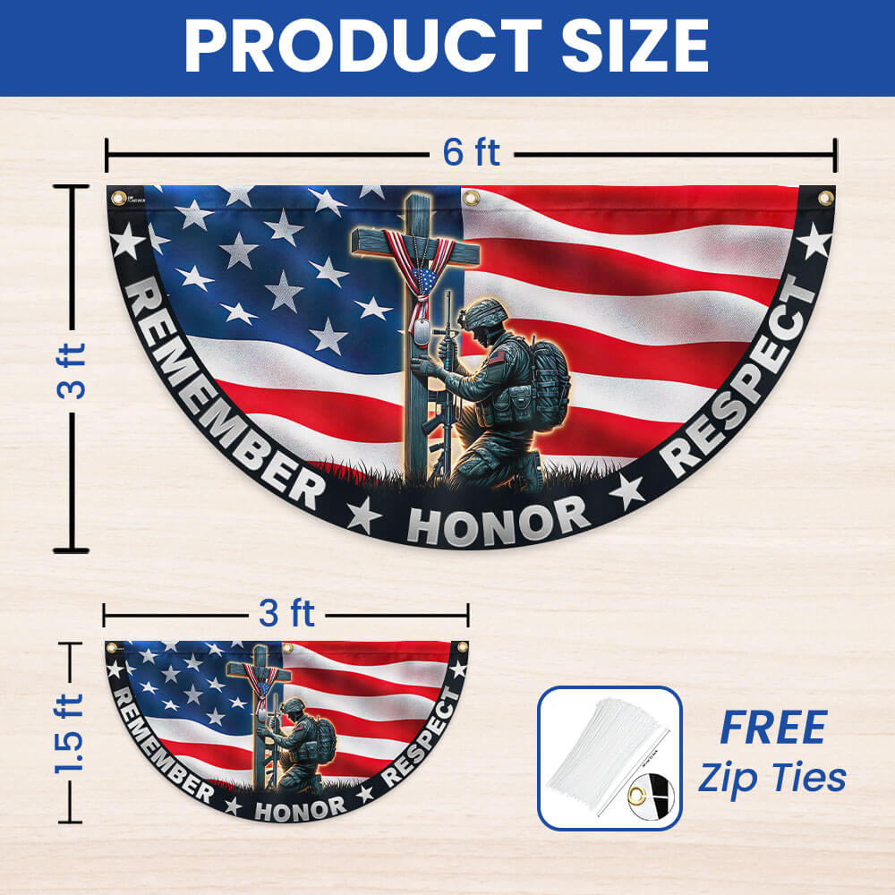 Stand For The Flag, Veteran Christian Cross Memorial Day Non-Pleated Fan Flag TPT2691TNB