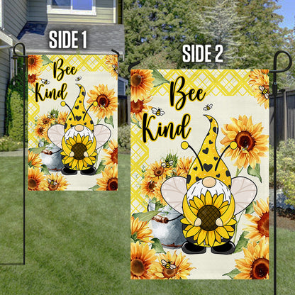Bee Gnome Sunflower Bee Kind Flag MLN343F