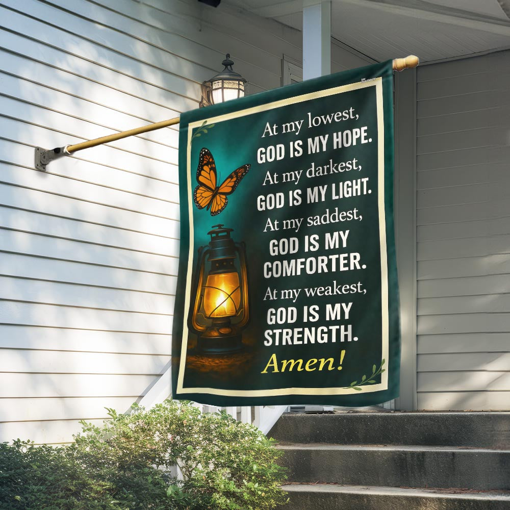 Inspirational Christian God Is My Strength Flag TQN5444TTH