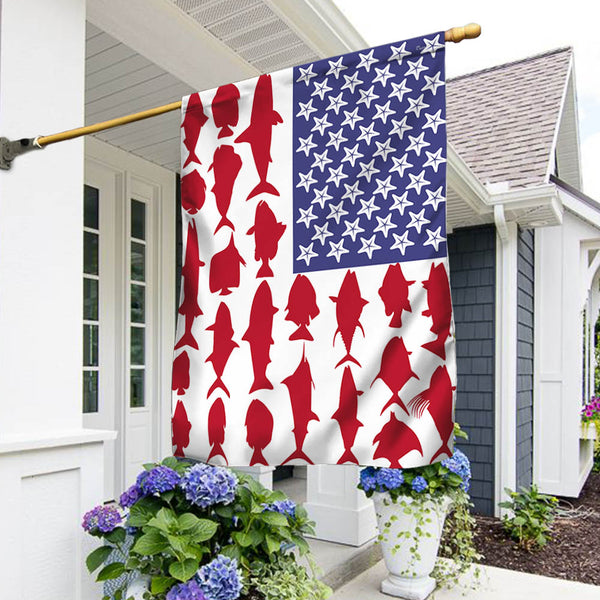 Fishing Fish july 4th Patriotic American Flag MLN1300F