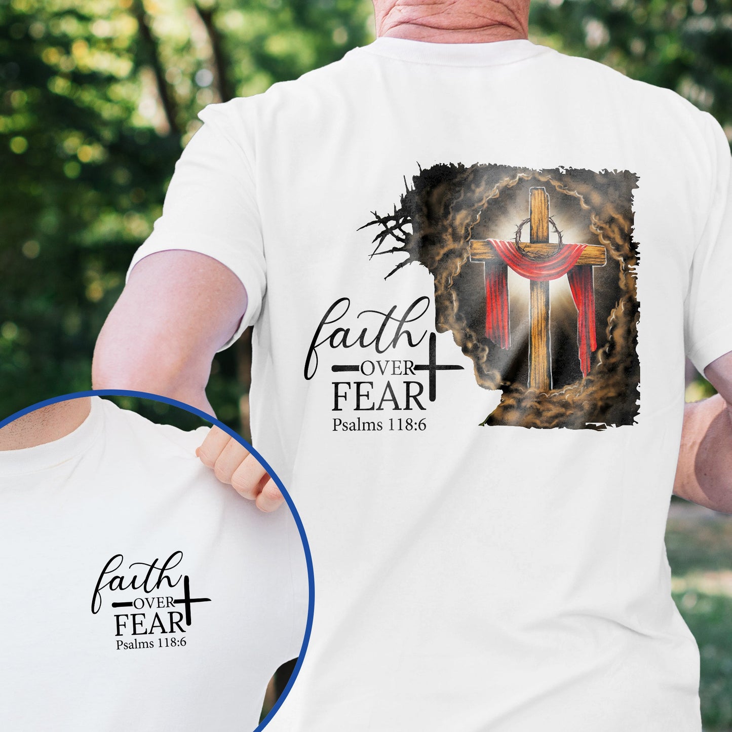 Jesus. Christian Cross. Faith Over Fear American T-Shirt TPT2599TS